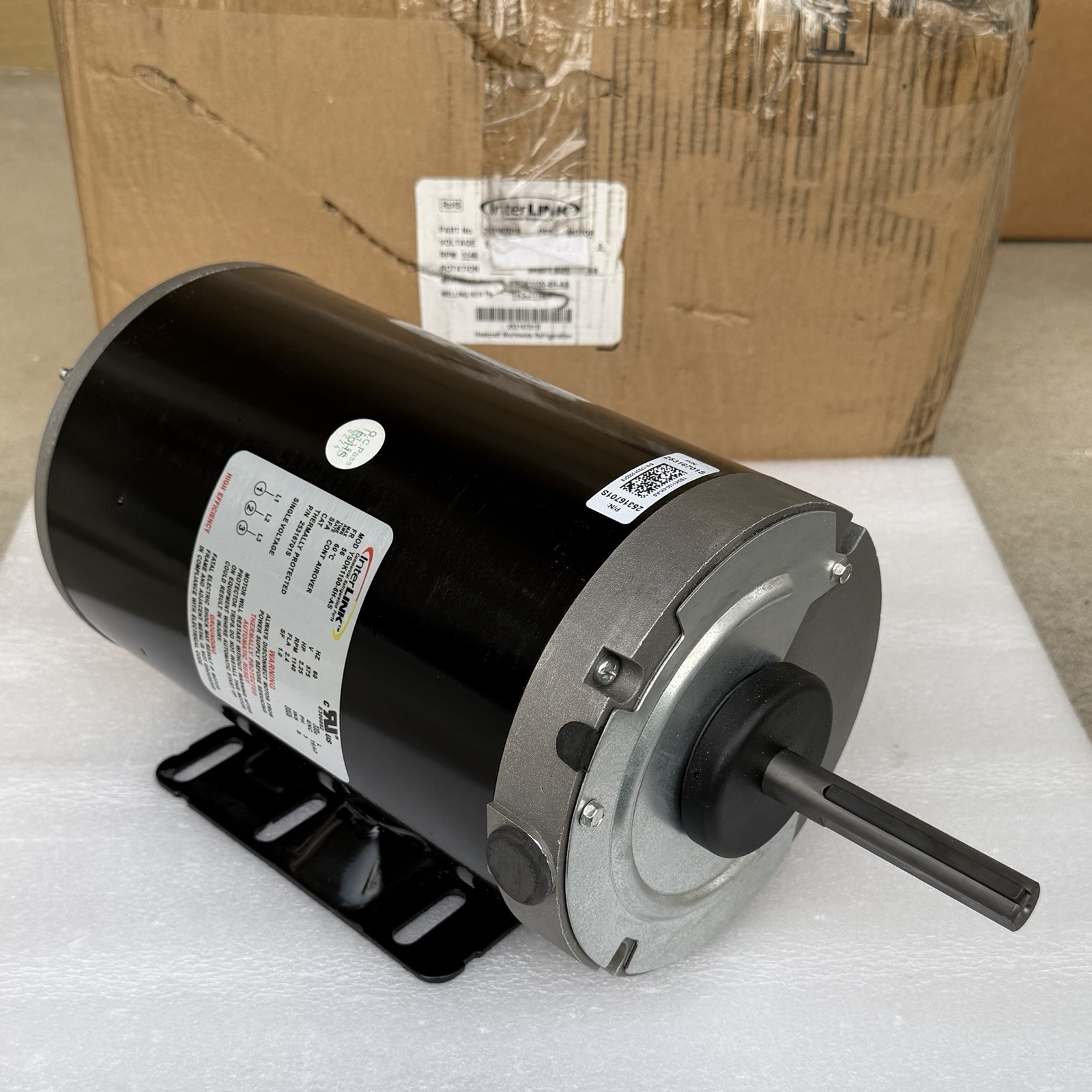 Heatcraft 25316701S Refrigeration Motor, 575V, 60HZ, 3PH, 1140RPM, 2.25HP