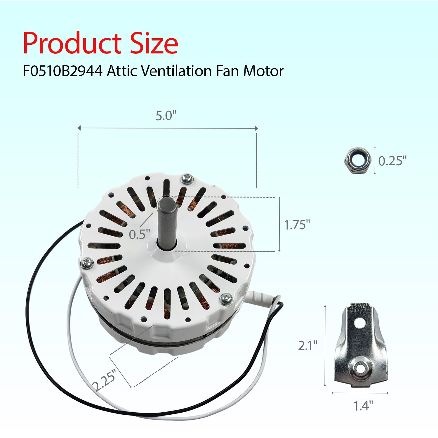 Power Attic Vent Fan Motor Replacement for Lomanco F0510B2944, F0510B2705