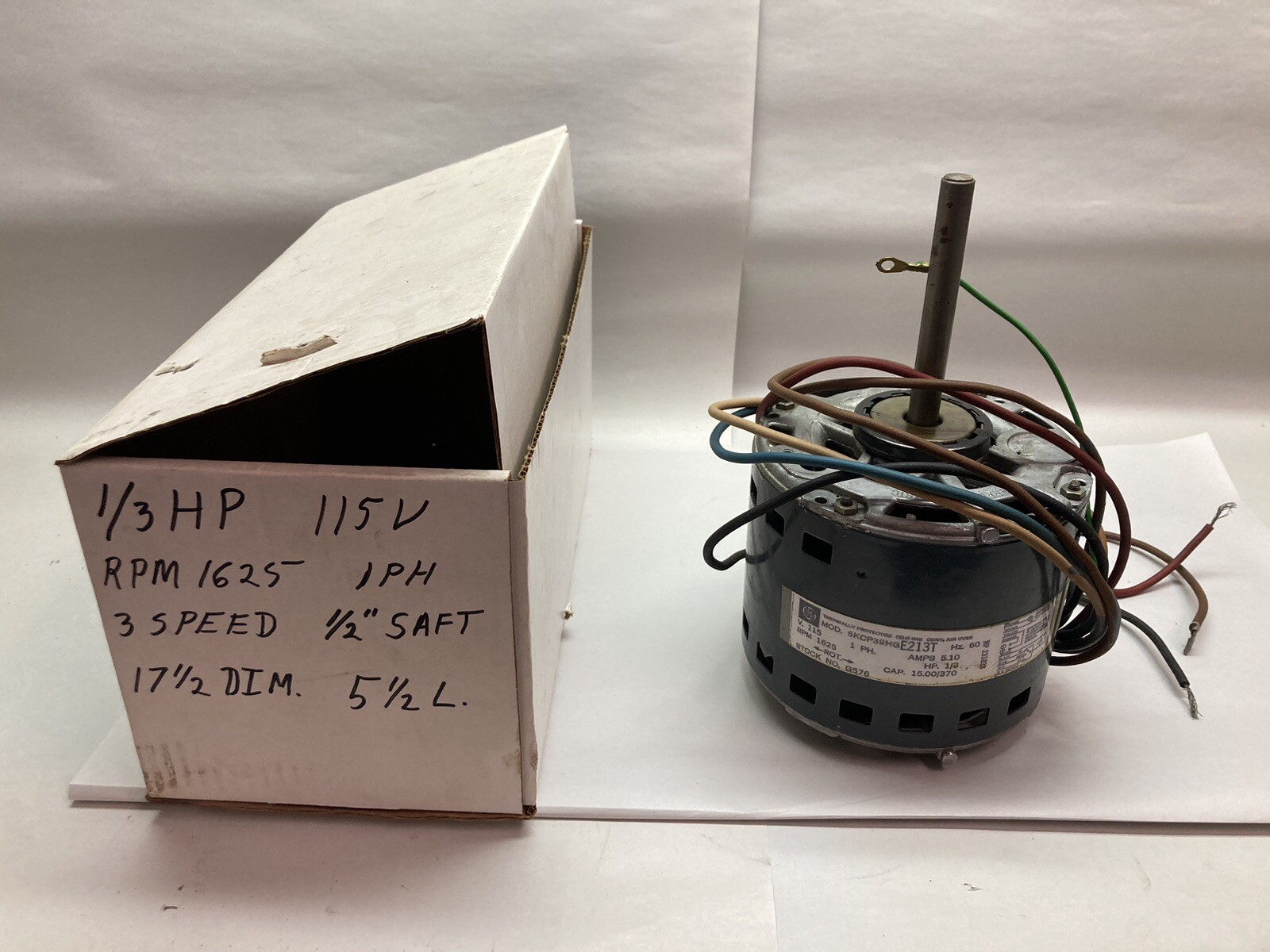 GE,5KCP39HG E213T,1-Phase Blower Motor 1625RPM 5.10A 1/3Hp
