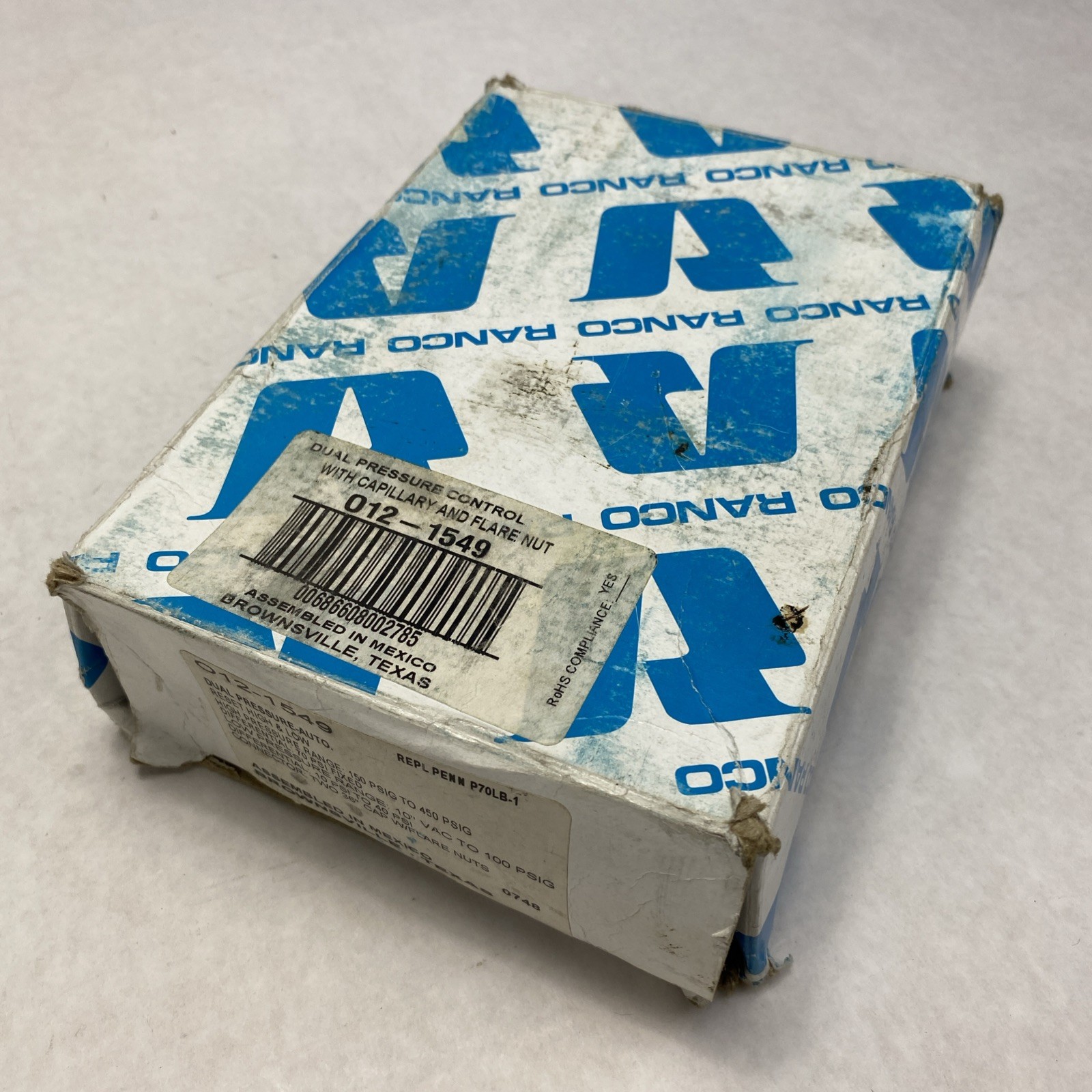 Ranco 012-1549 Dual Pressue Control With Flare Nut Connectors