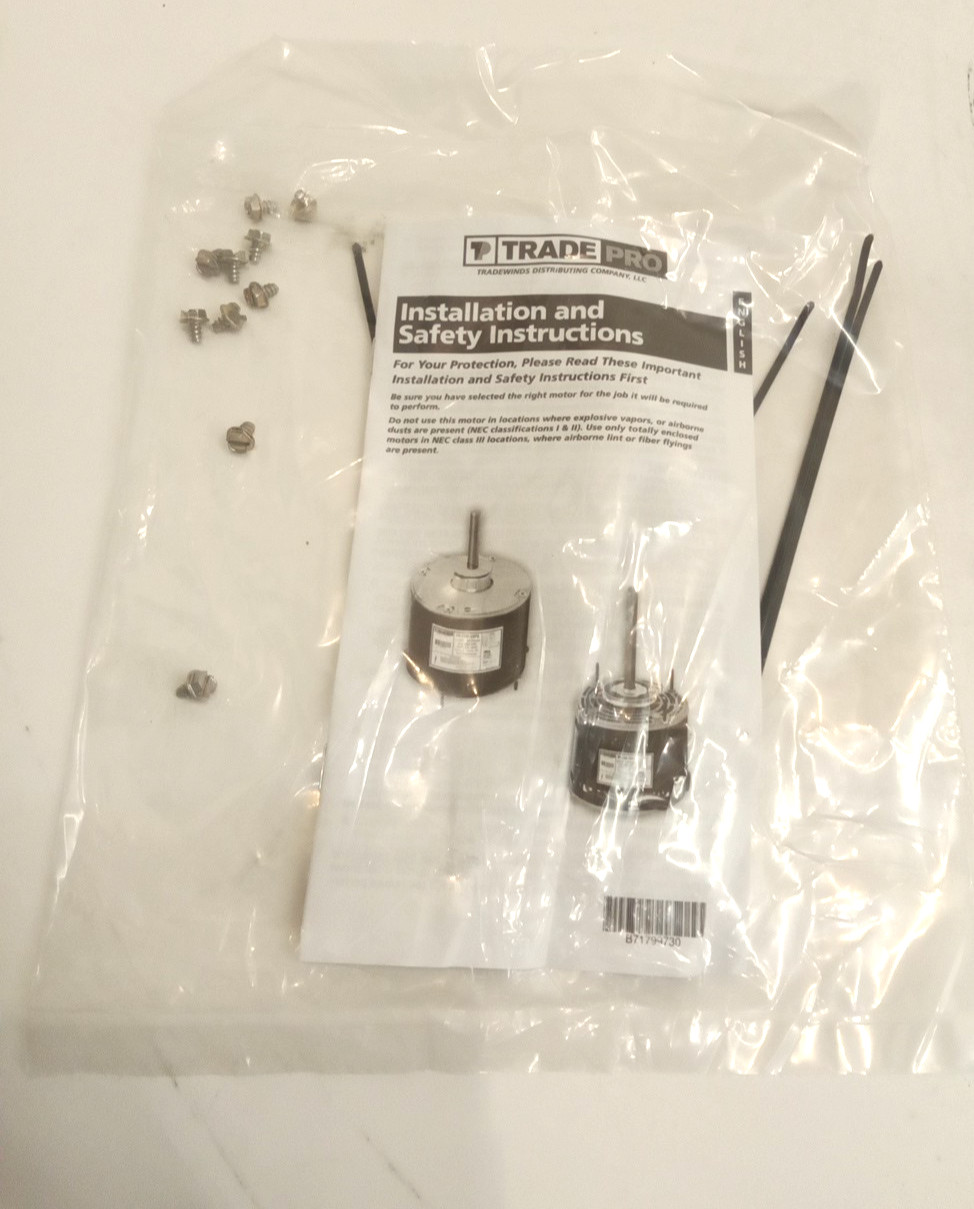 TradePro TP-E50-MHP2 Evaporator Motor 1/2-1/6HP 1075 Rpm 208-230VAC 3.6A 3-Speed