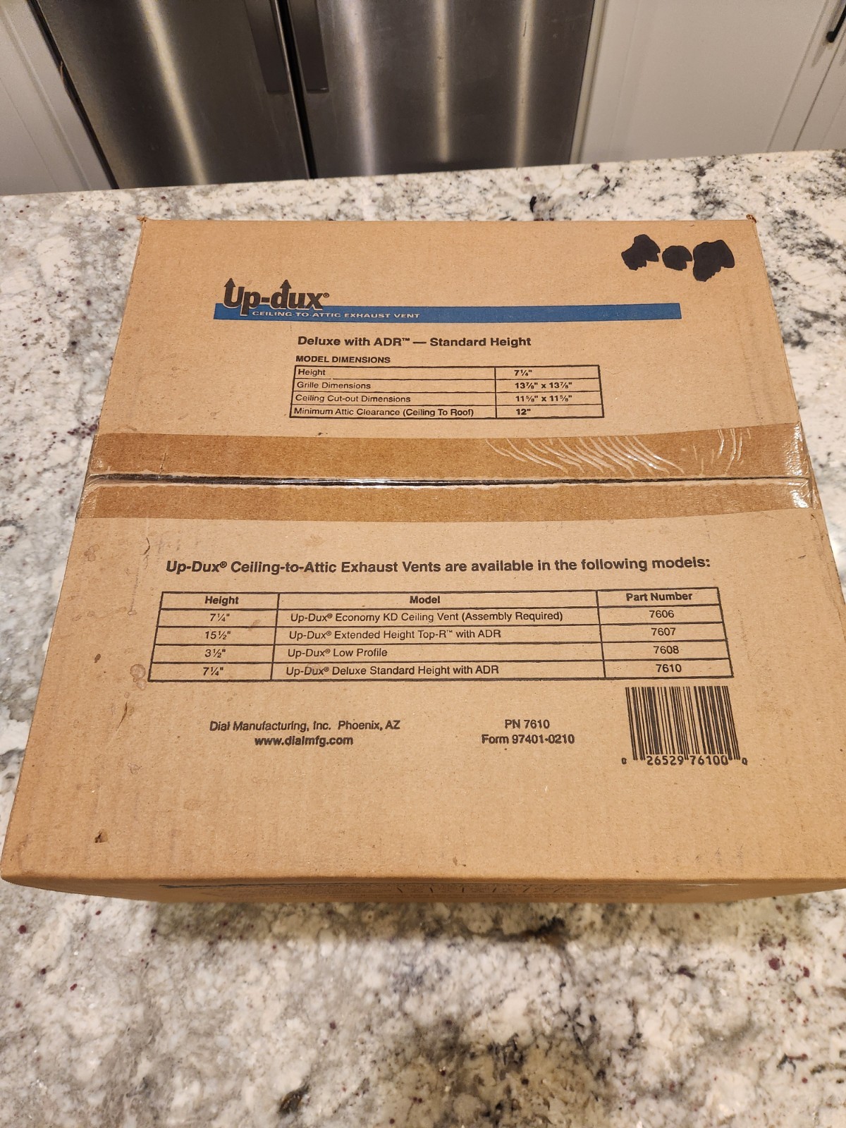 Exhaust Vent Attic Ceiling Up-Dux 14″ x 7-1/4″ Deluxe Model White with ADR NEW