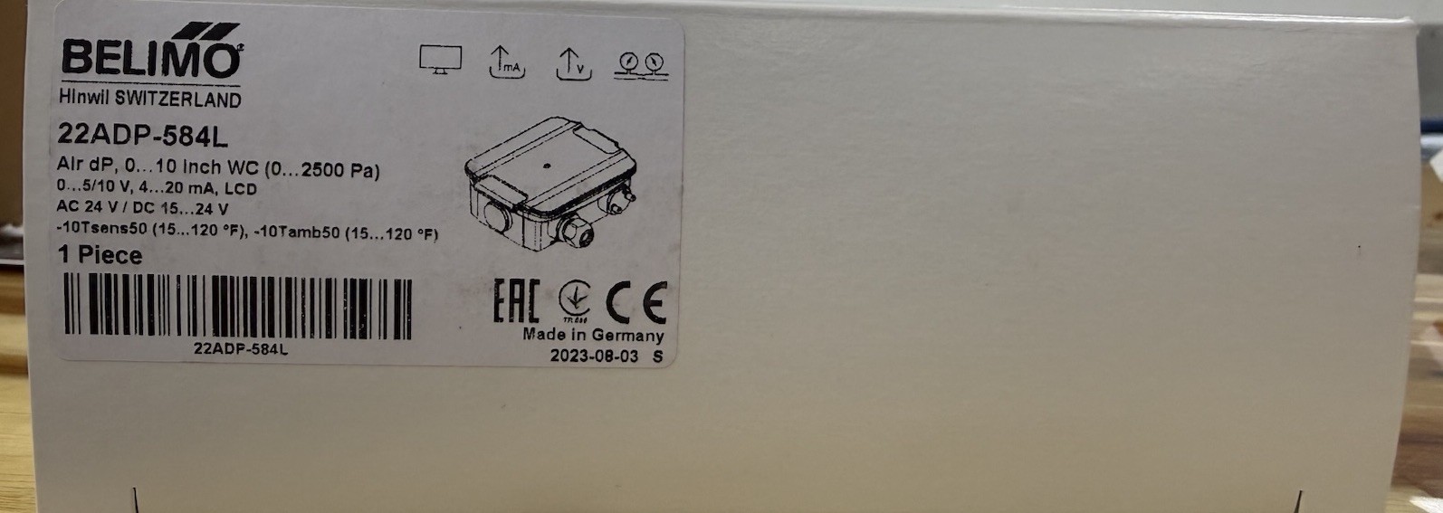 BELIMO 22ADP-584L DUCT CONNECTOR DIFFERENTIAL PRESSURE SENSOR AIR NEW OPEN BOX