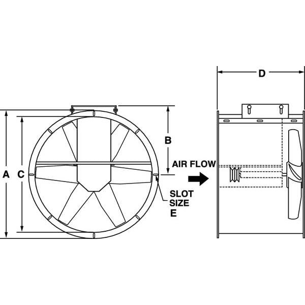 Dayton 166203A Tubeaxial Fan For Clean Air, Belt Drive, 12 In Blade Dia, 1300