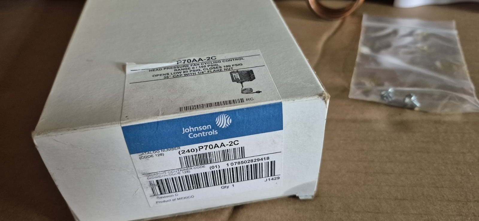 Johnson Controls (PENN) P70AA-2C Low Pressure Control Auto Reset
