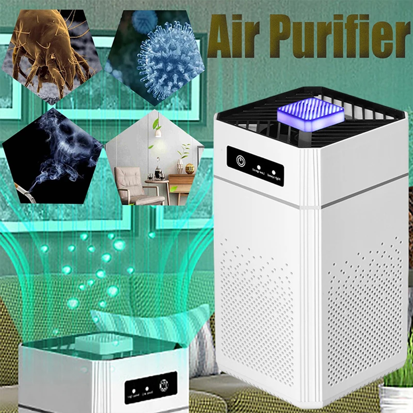 Home HEPA Air Purifier Air Cleaner for Allergies Smoke Mold Odor Dust Large Room