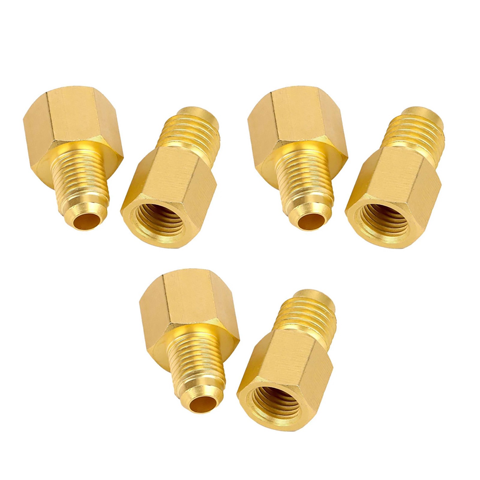 6PCS Brass Refrigerant Tank Adapters R134A to R12 Fitting Adapter for AC Systems