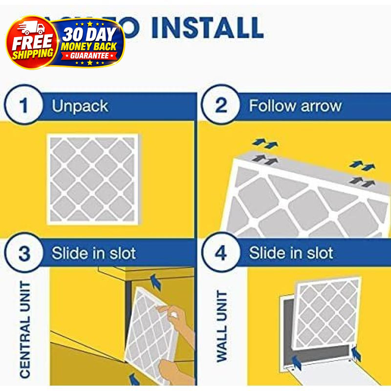 20x20x1 MERV 8 Air Filter, 6 Count, ACTUAL SIZE (19.75 6 PACK, White
