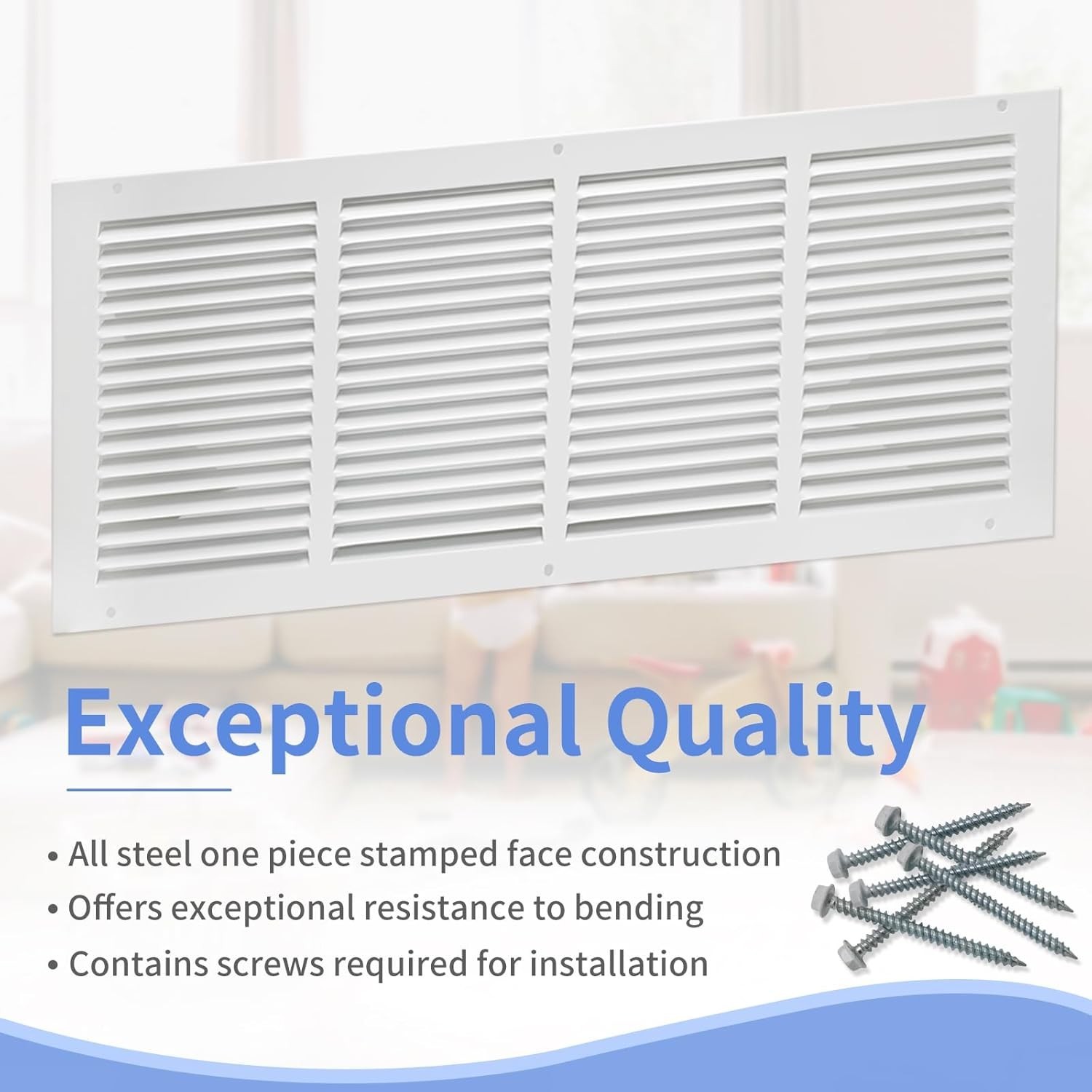 NEW Return Air Grille Steel HVAC Vent Cover 24×10 Ceiling Wall Vent 25.75×11.75