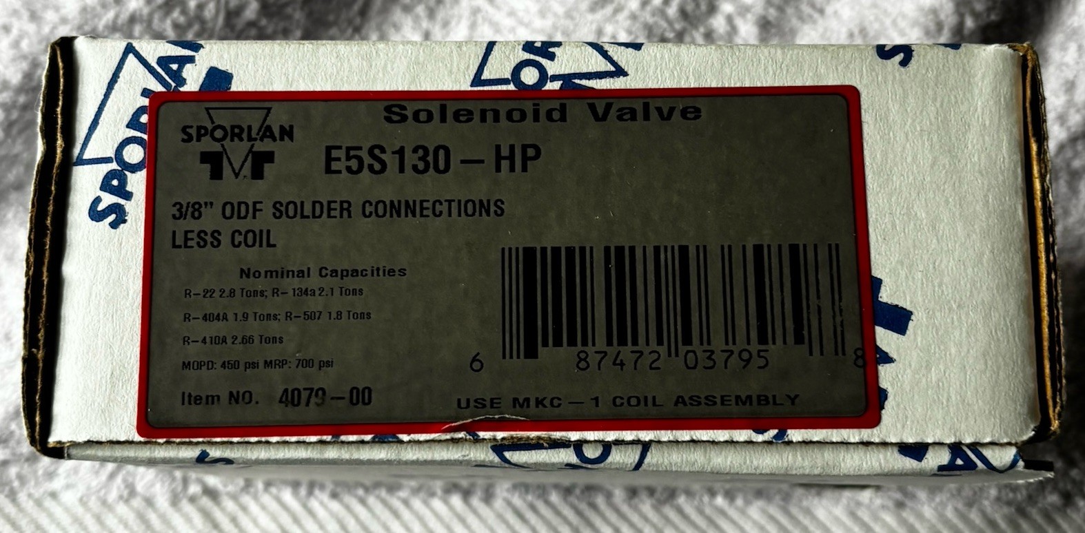 Sporlan E5S130-HP Solenoid Valve 3/8″ ODF Solder Connect R-22 R-404A R-134A