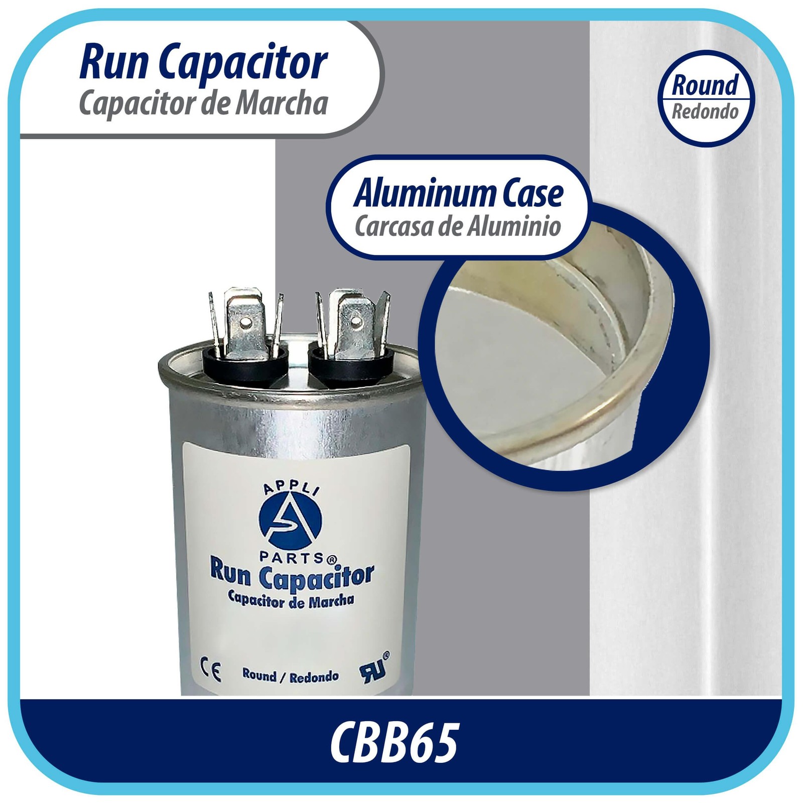Appli Parts Run Capacitor for ac 20 Mfd uF (microfarads) 370 VAC or 450 VAC CBB6