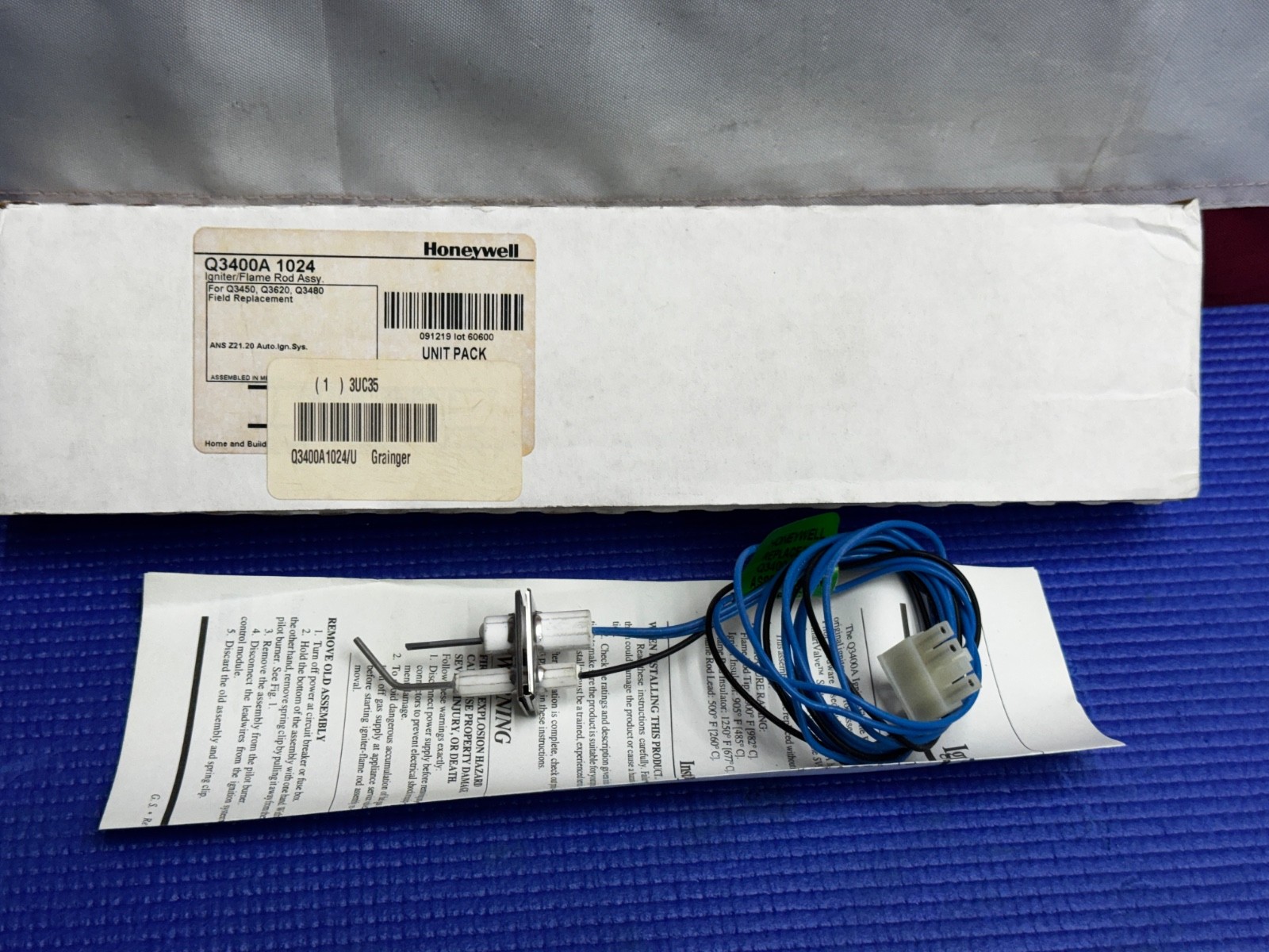 Honeywell (Resideo) Q3400A1024 Flame Rod Assembly, 30″ Ignition Wire for Q3450