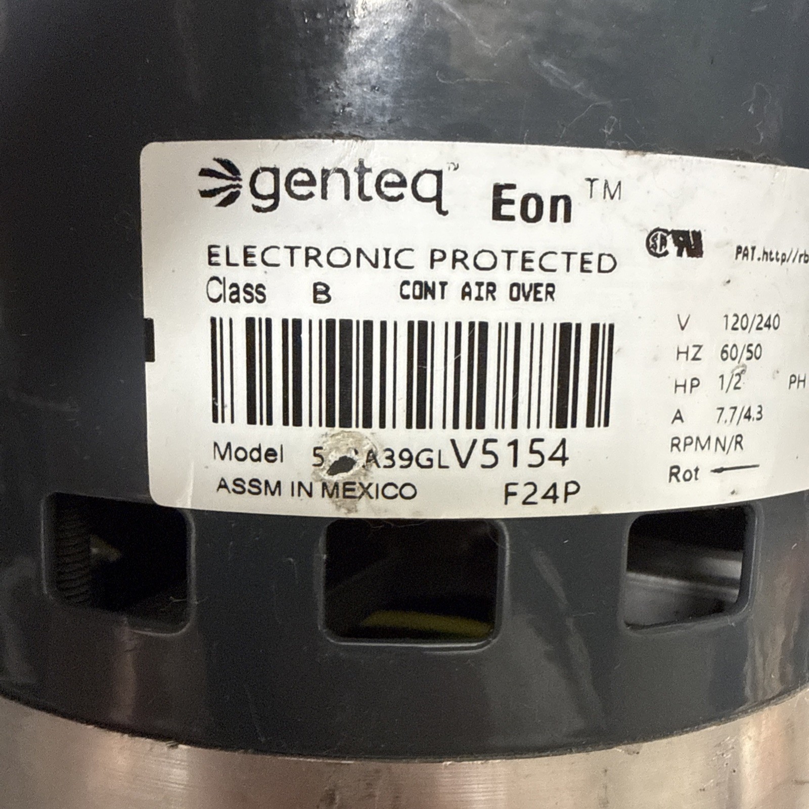 Genteq Trane Eon Programmable Motor 1/2hp 120/240v 5SBA39GL V5154 B801761P01