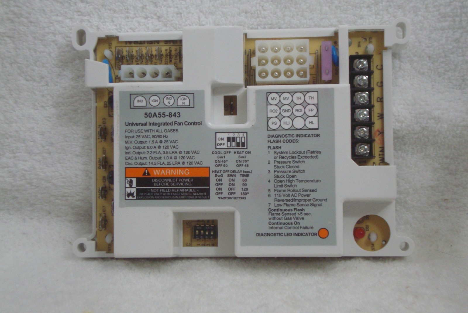 Universal Integrated Furnace Fan Control Board for White-Rodgers 50A55-843