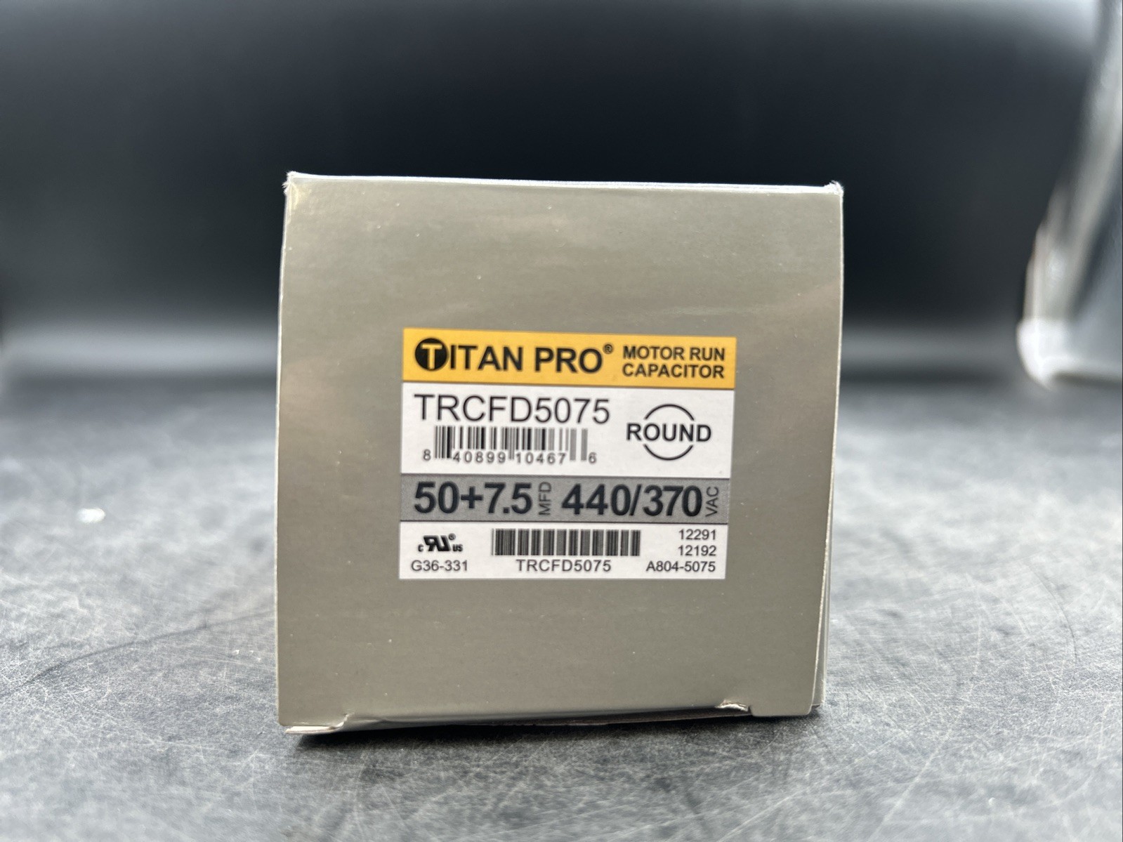 TRCFD5075 Titan Pro Motor Run Round Capacitor 50+7.5 MFD x 370/440 VAC