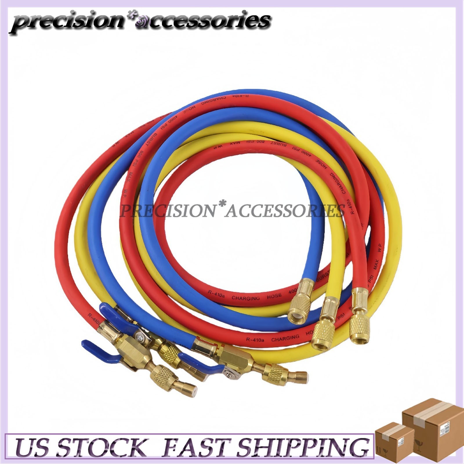 3Pack 29986 For R-410A Refrige Plus II 1/4″ Hose with Compact Ball Valve 72″