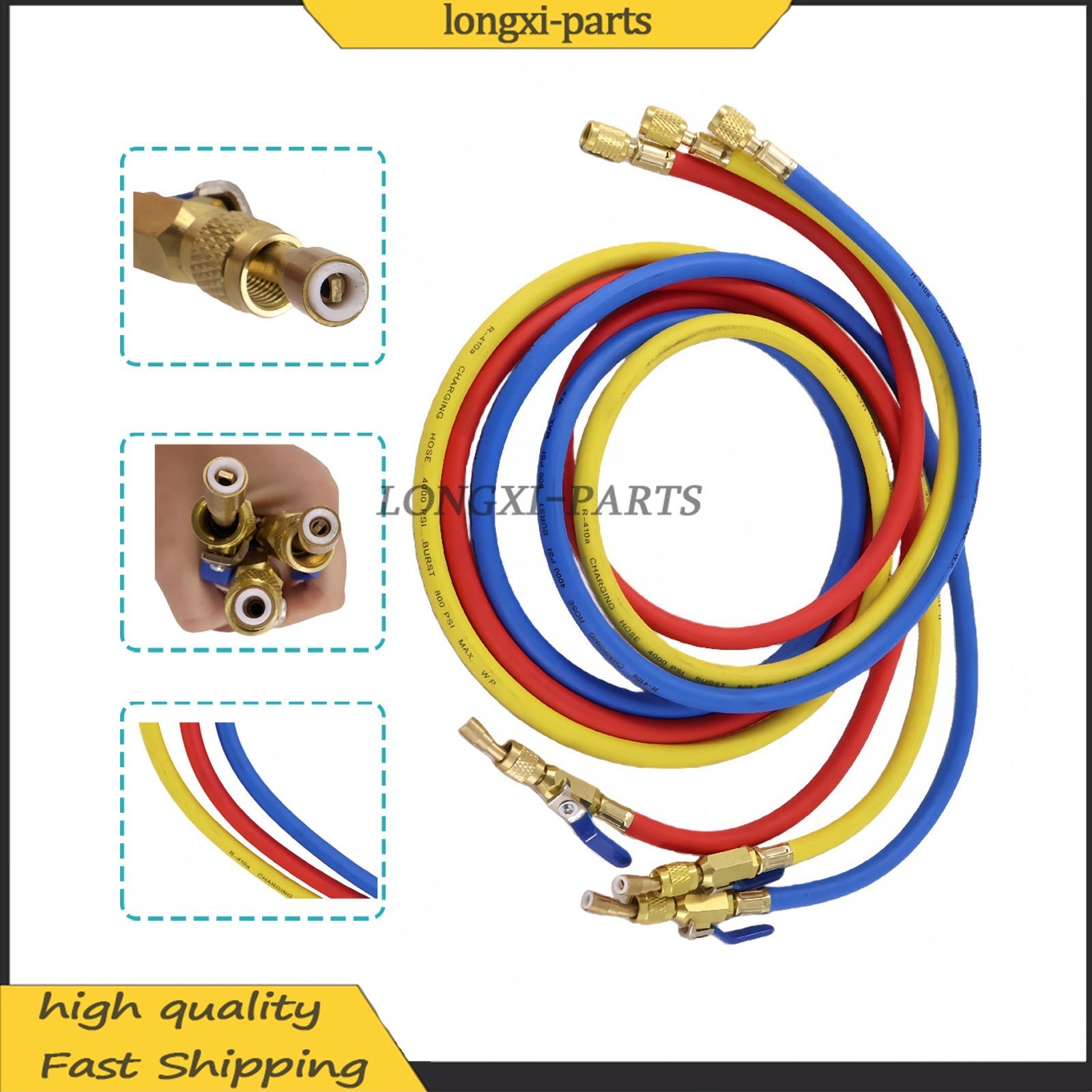 Fits R-410A Refrige 3Pack 29986 Plus II 1/4″ Hose with Compact Ball Valve 72″ US