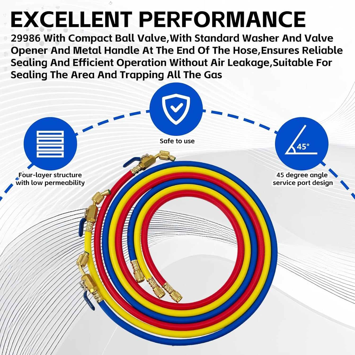 29986 Plus II 1/4″ Hose with Compact Ball Valve End Refrigerant Charging Hose