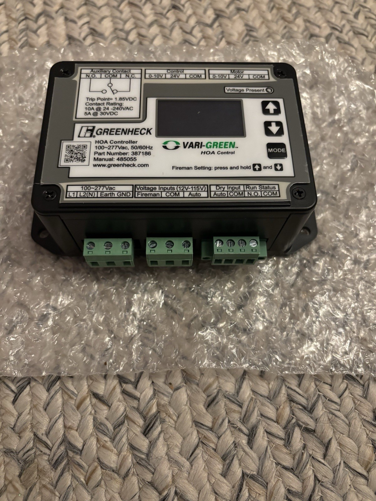 Greenheck 387186 Vari-Green HOA Control 100-277VAC 50/60 Hz Brand New No Reserve
