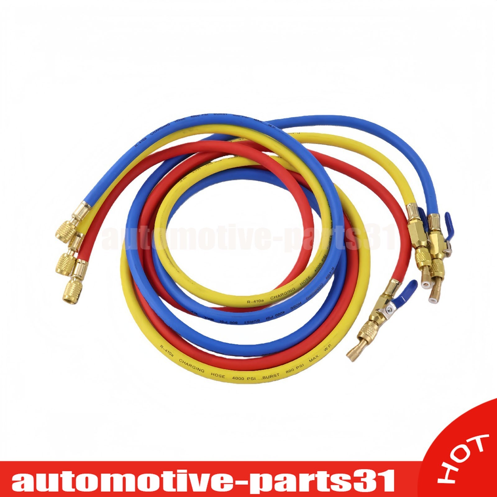 NEW For 29986 Plus II 72″ HVAC Charging Hose Set 1/4″ (3-Pack) US