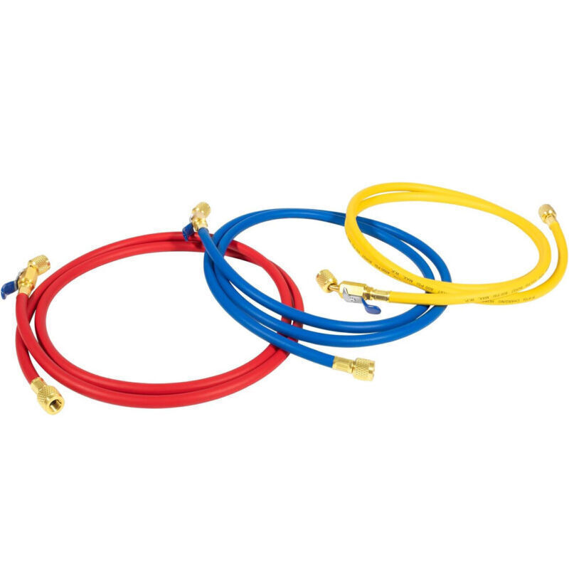 29986 Plus II 1/4″ Red Blue Yellow Charging Hose Compact Ball Valve 72″ 3 Pack