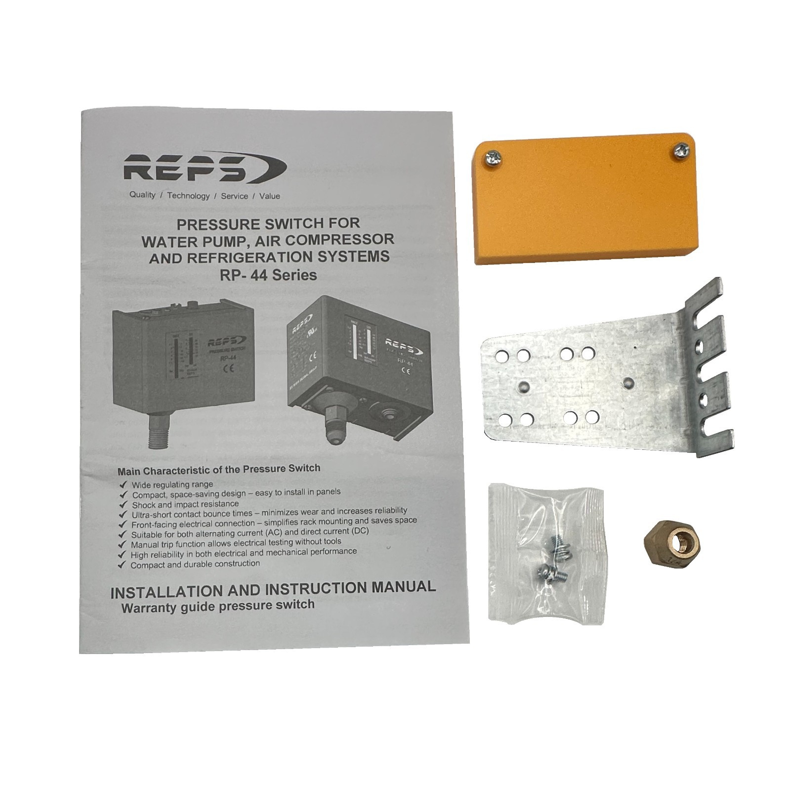 REPS RP-4408F Pressure Switch / KP1 Compatible /−0.2–7.5 Bar /SPDT /SAE G1/4″ MF