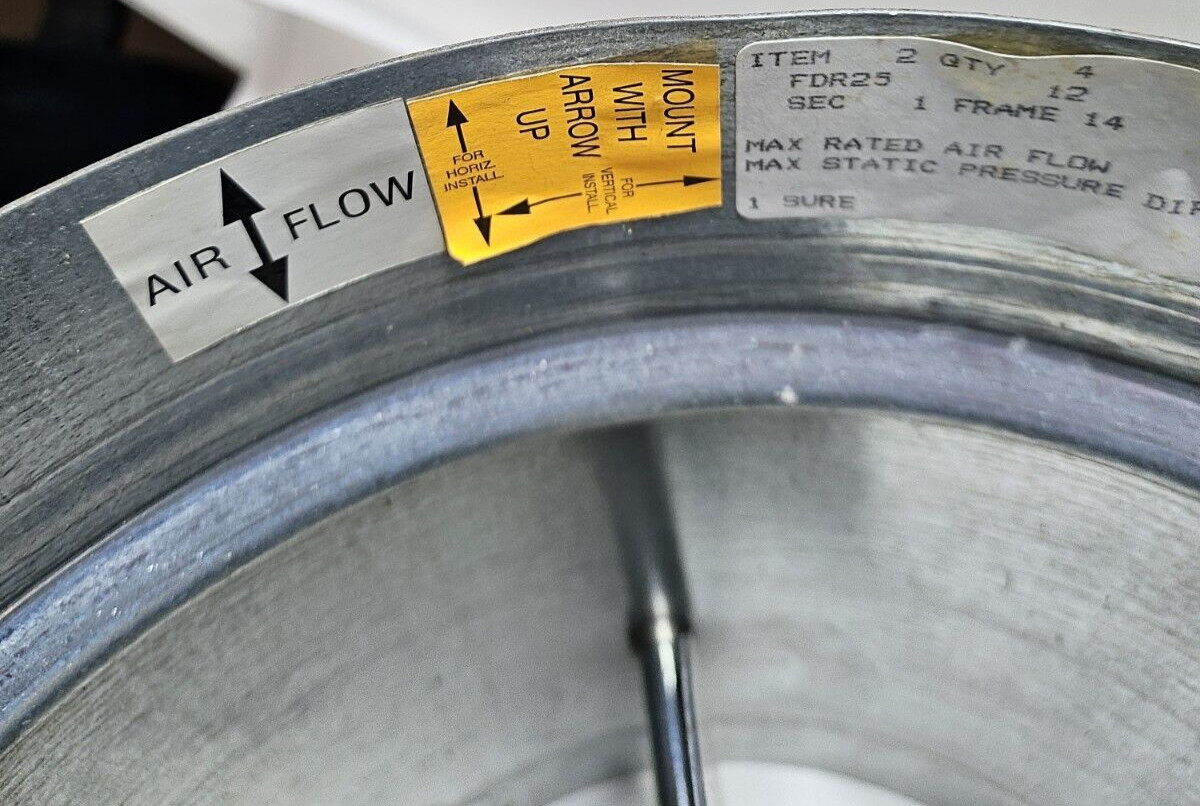 Ruskin FDR25 Rated Round Fire Damper 1-1/2 Hour 165 Degrees 12″ Rnd