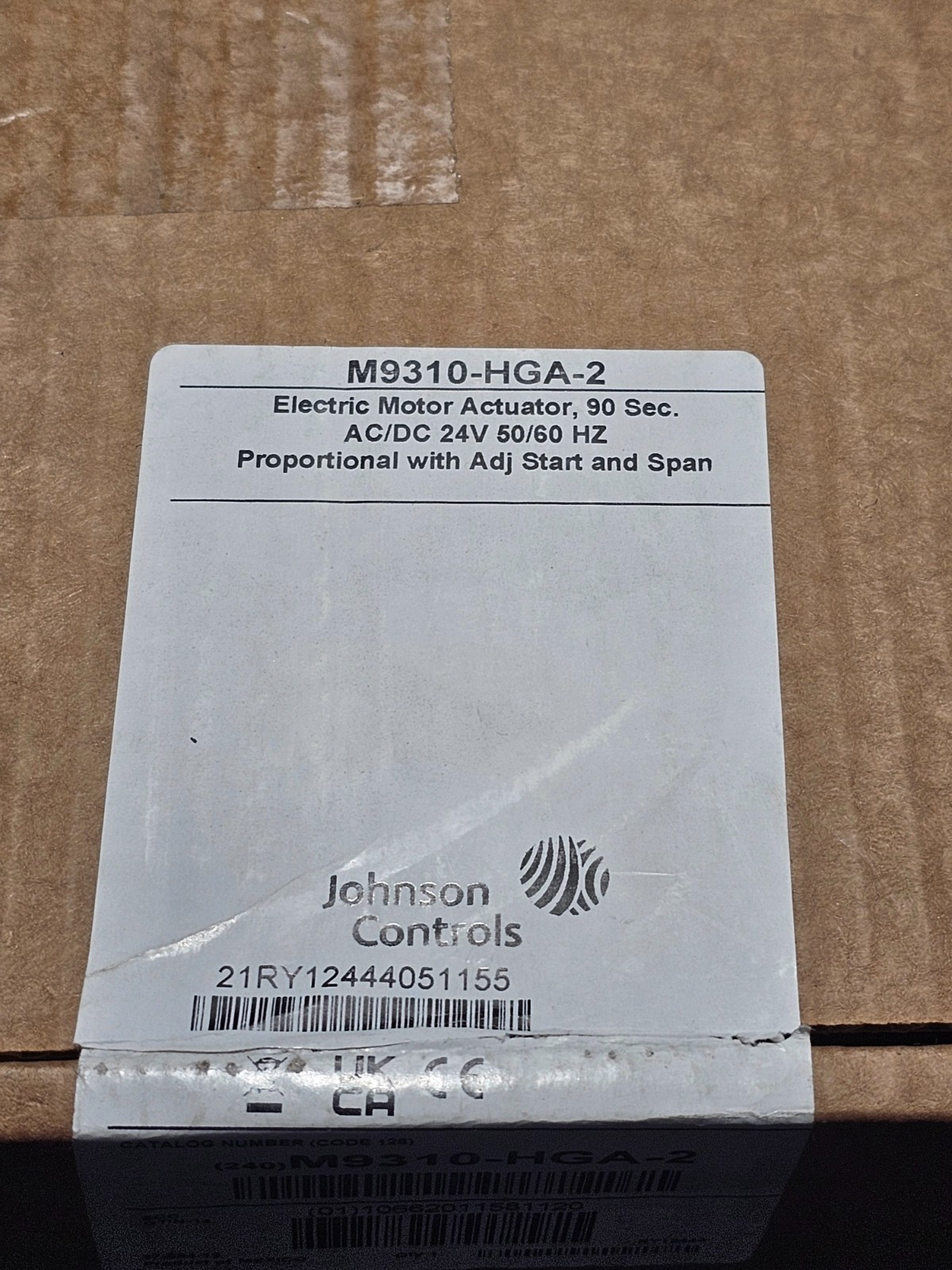 Johnson Controls M9310-HGA-2 89 in-lb Damper & Valve Actuator 24 VAC NEMA 5/IP54