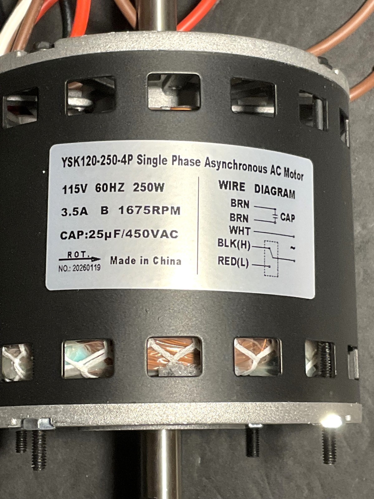 York YSK120-250-4P 115V 250W Single Phase Asynchronous AC Motor – New open box