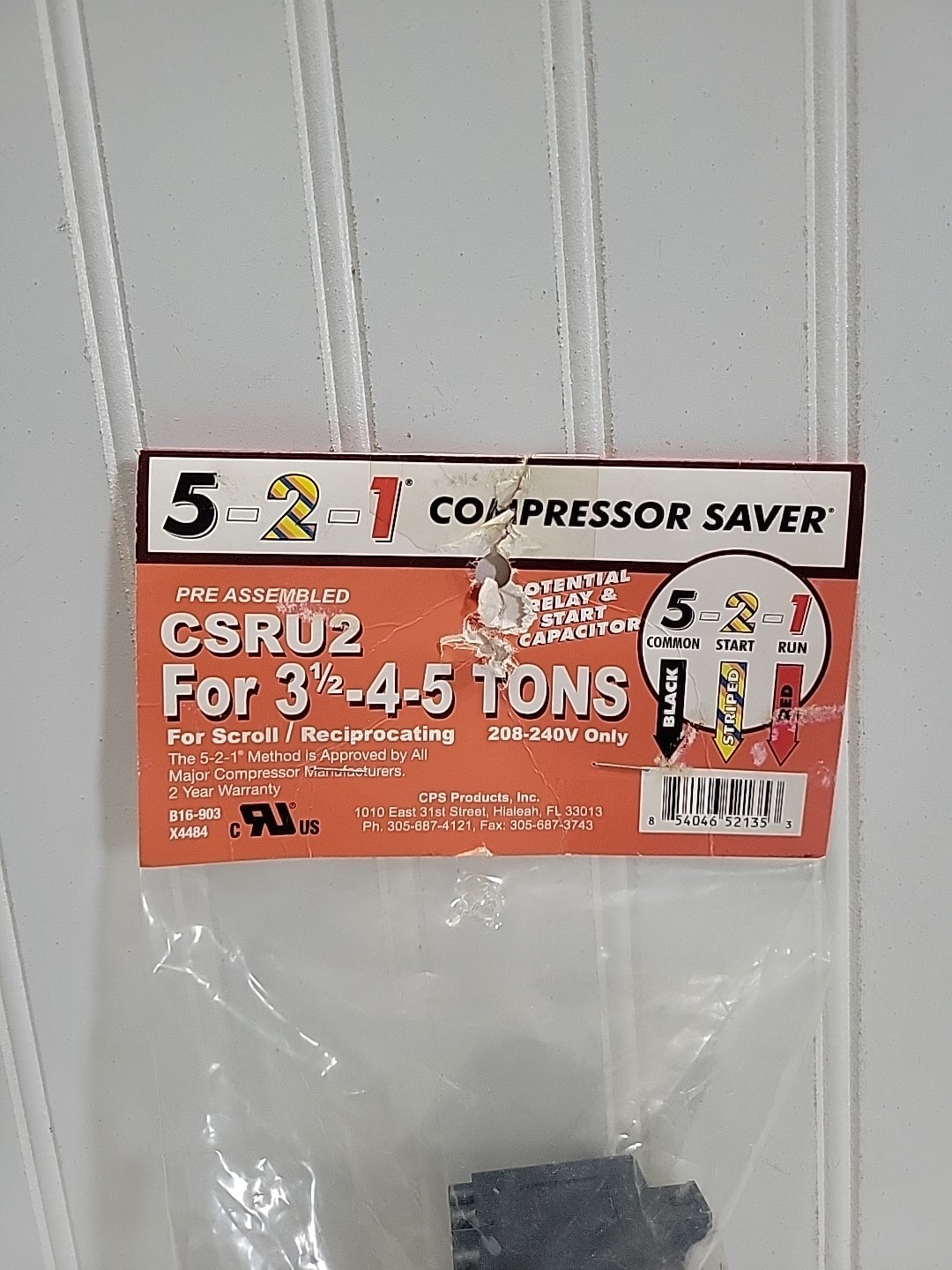 5-2-1 Compressor Saver CSRU2 3 1/2-4-5 Tons Potential Relay & Start Capacitor