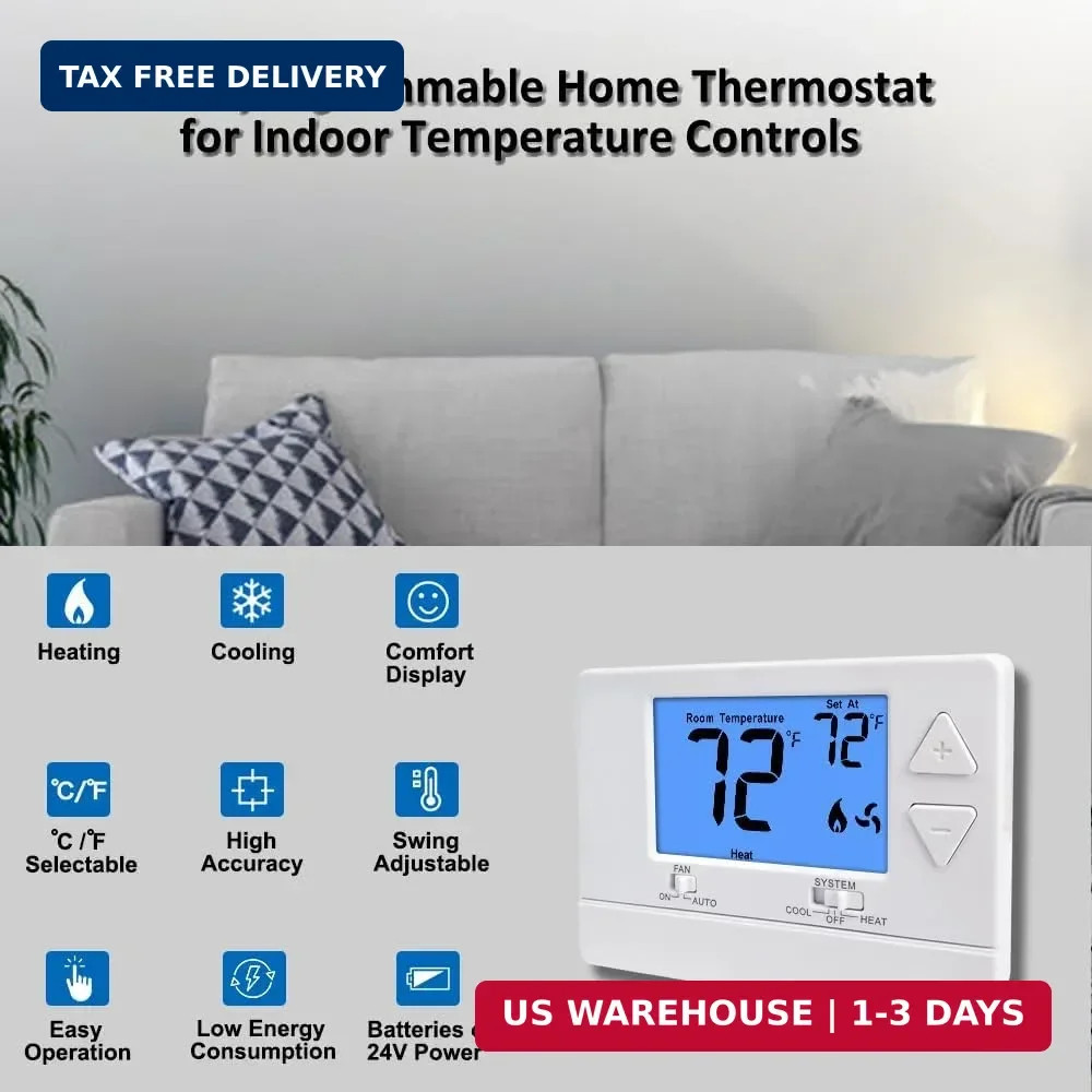 NonProgrammable Thermostat for House, Digital Energy-Saving Thermostat,Single-St