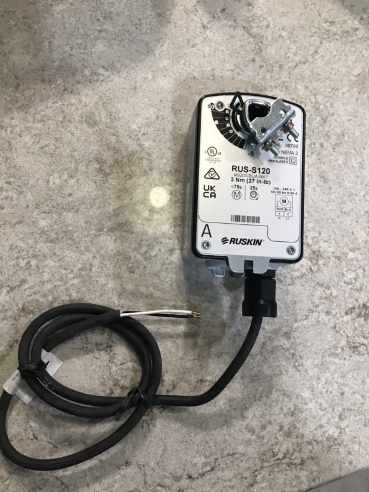Ruskin RUS-S120 M9203-BUA-RK7 Control Damper Actuator 3Nm 27in-lb 120V (NEW)