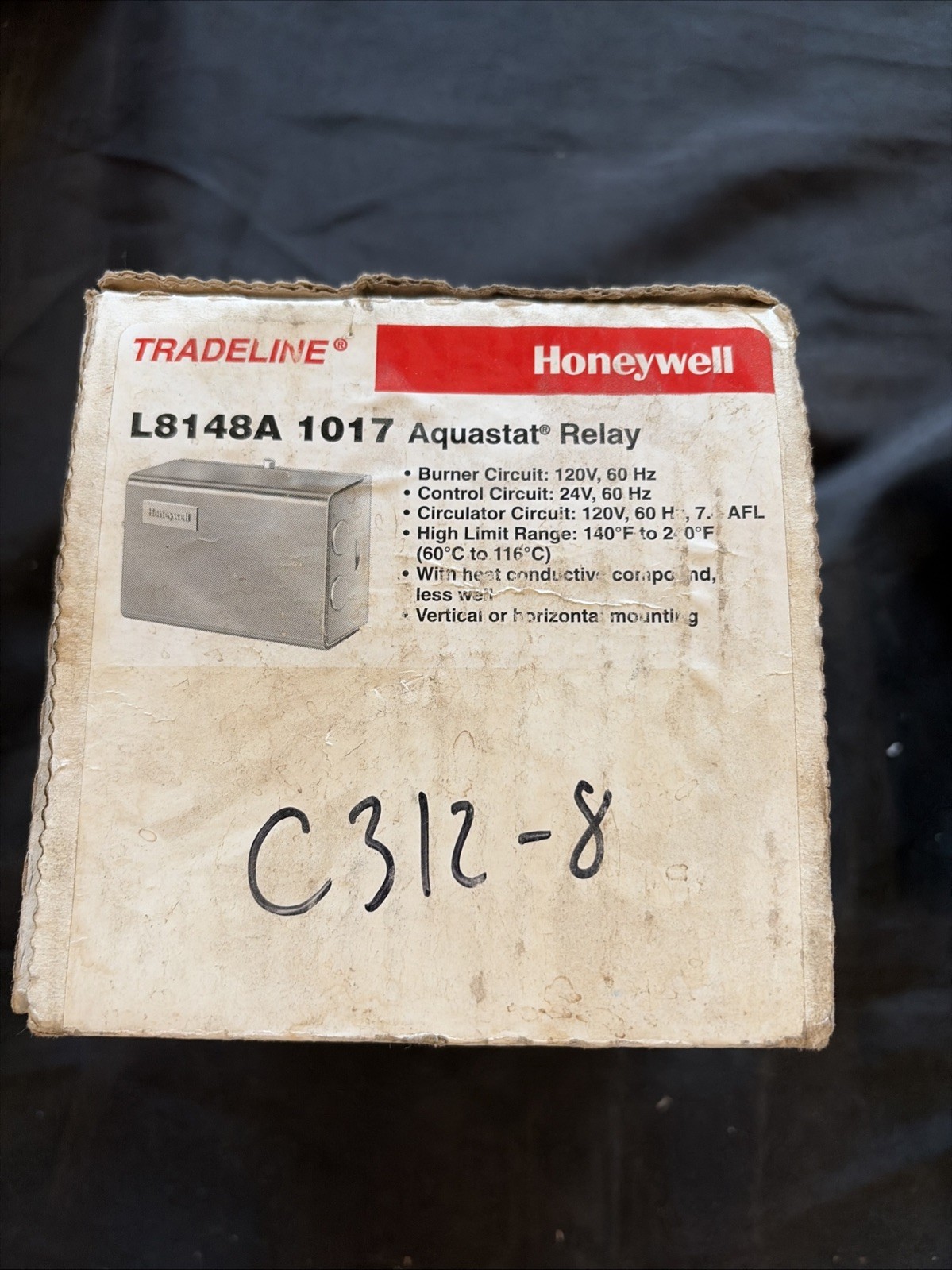 Honeywell L8148A1017 Aquastat Relay 120V/24V 7.4A