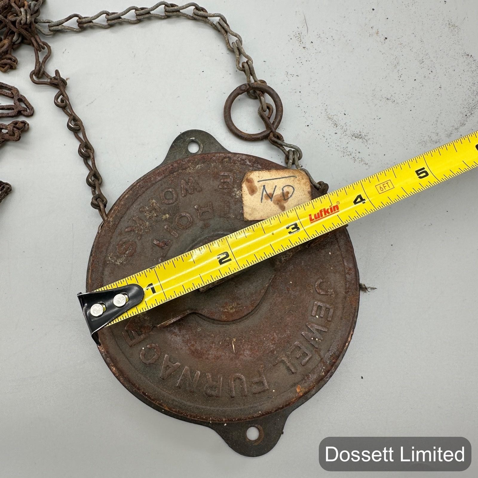 Vintage Jewel Furnace 5 In Round Cast Iron Flue Damper Chain Pull Made In USA