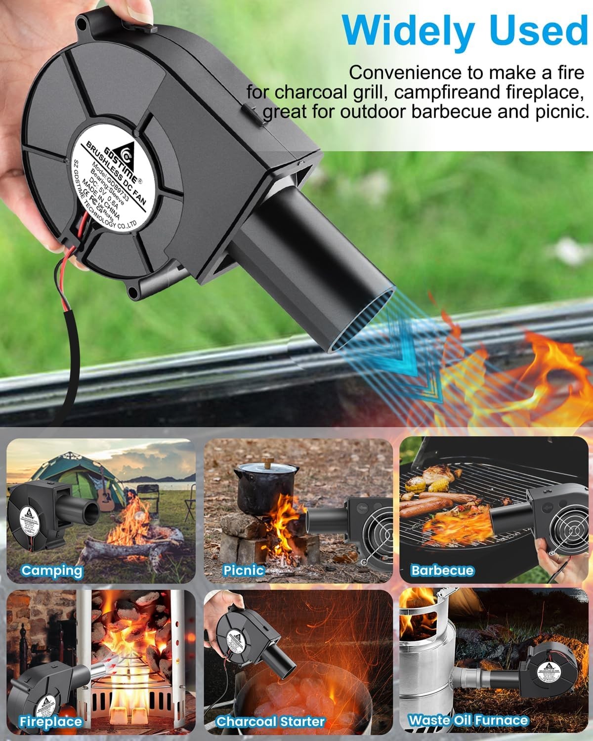 97mm x 33mm USB Blower Fan with Speed Control, Small 5V DC Brushless Centrifugal