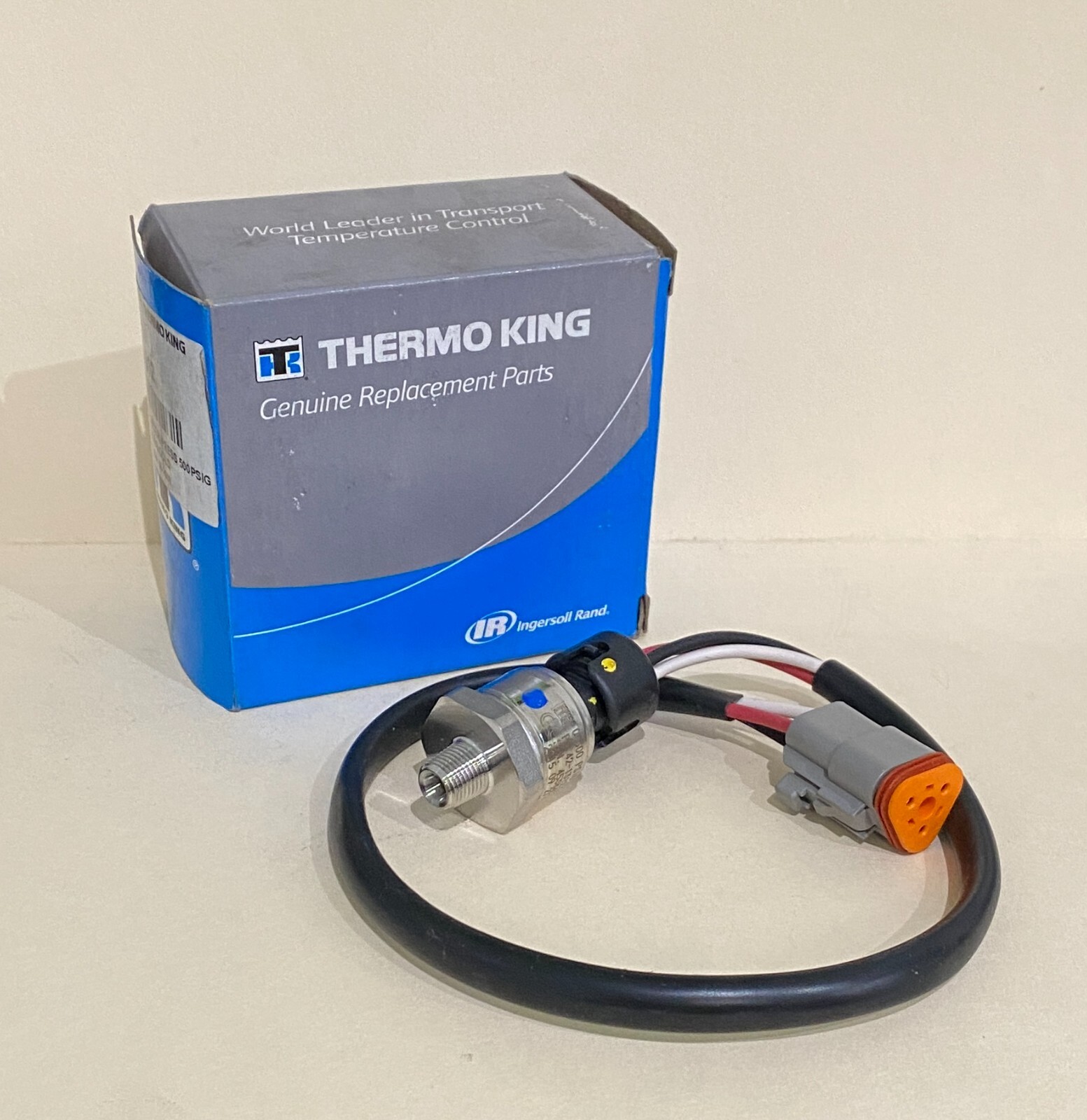 NEW OEM THERMO-KING TRANSDUCER-DISCHARGE(ETV-500PSI) W/3 PIN PLUG GOLD/ 42-1312