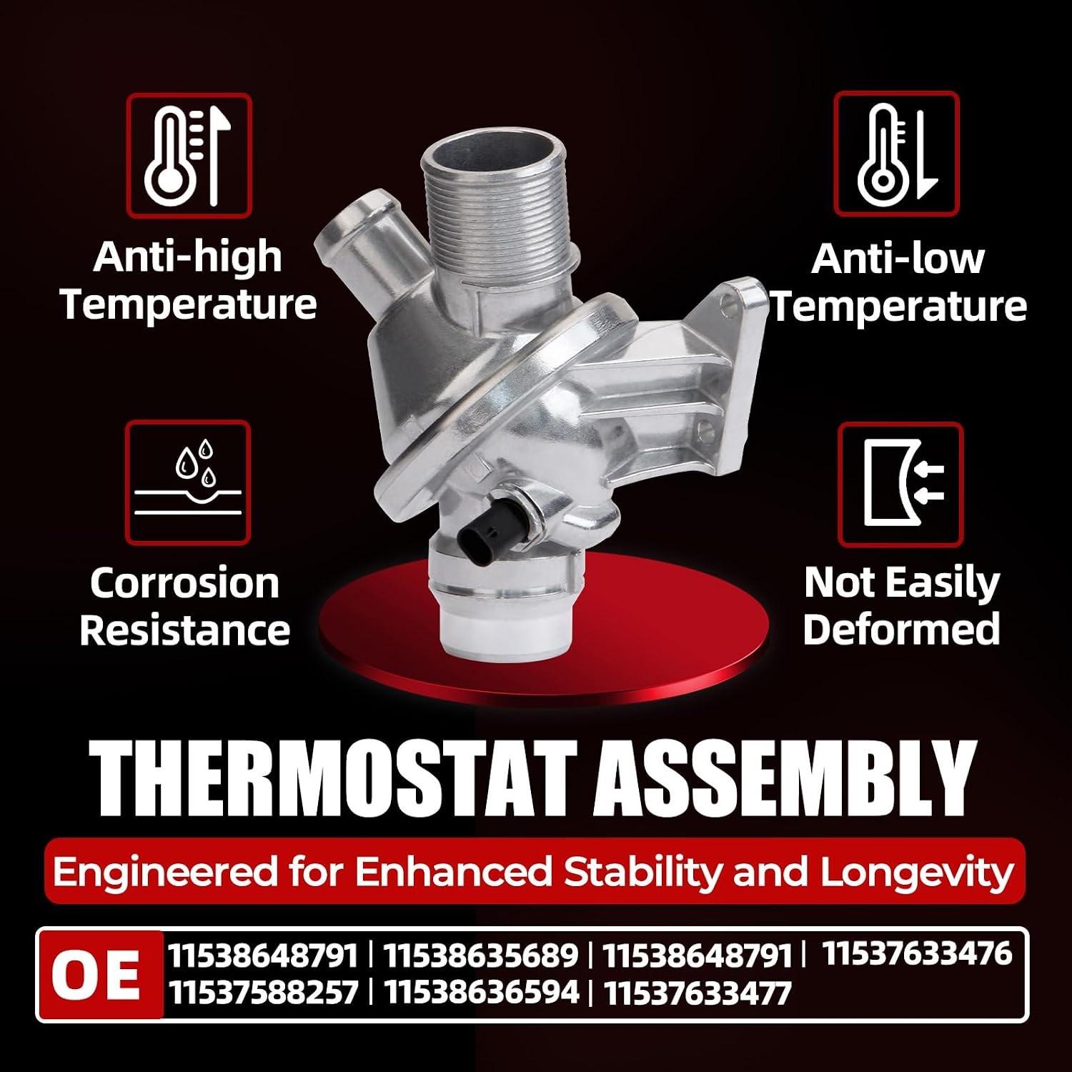 Upgraded Aluminum Coolant Thermostat Assembly Compatible with 2012-2016 BMW