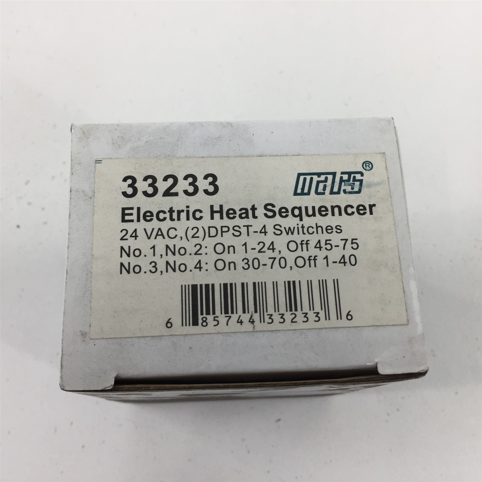 MARS 33233 Electric Heat Sequencer 24VAC (2)DPST-4 Switches