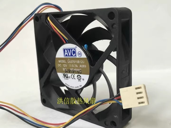 AVC DE07015B12U DC12V 0.70A 70*70*15MM 4-Pin Dual Ball Cooling Fan