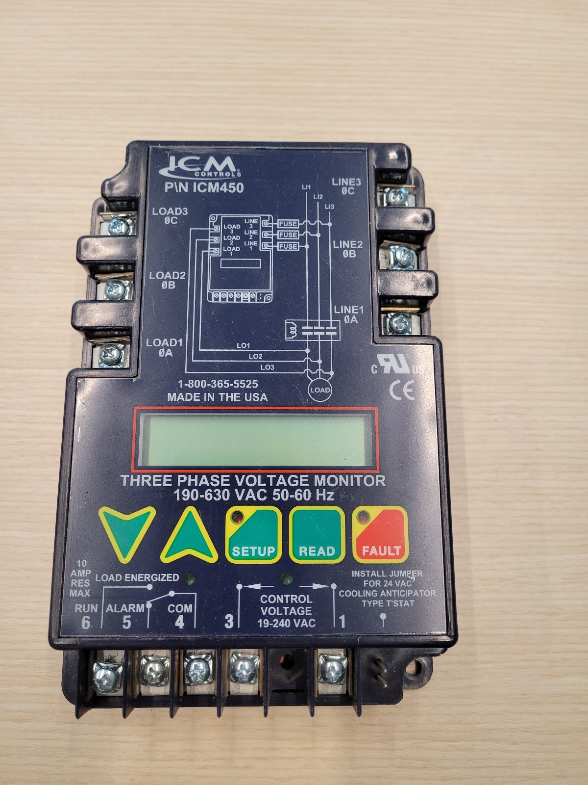 ICM Controls ICM450C 3 Phase Line Voltage Monitor, Used, Perfect Condition