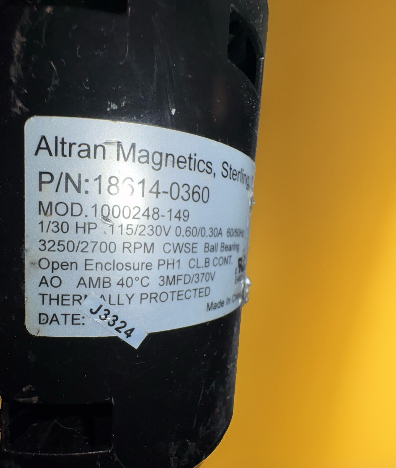 Altran Magnetics HVAC Motor 18314-0360 1000248-149 1/30HP 115/230V