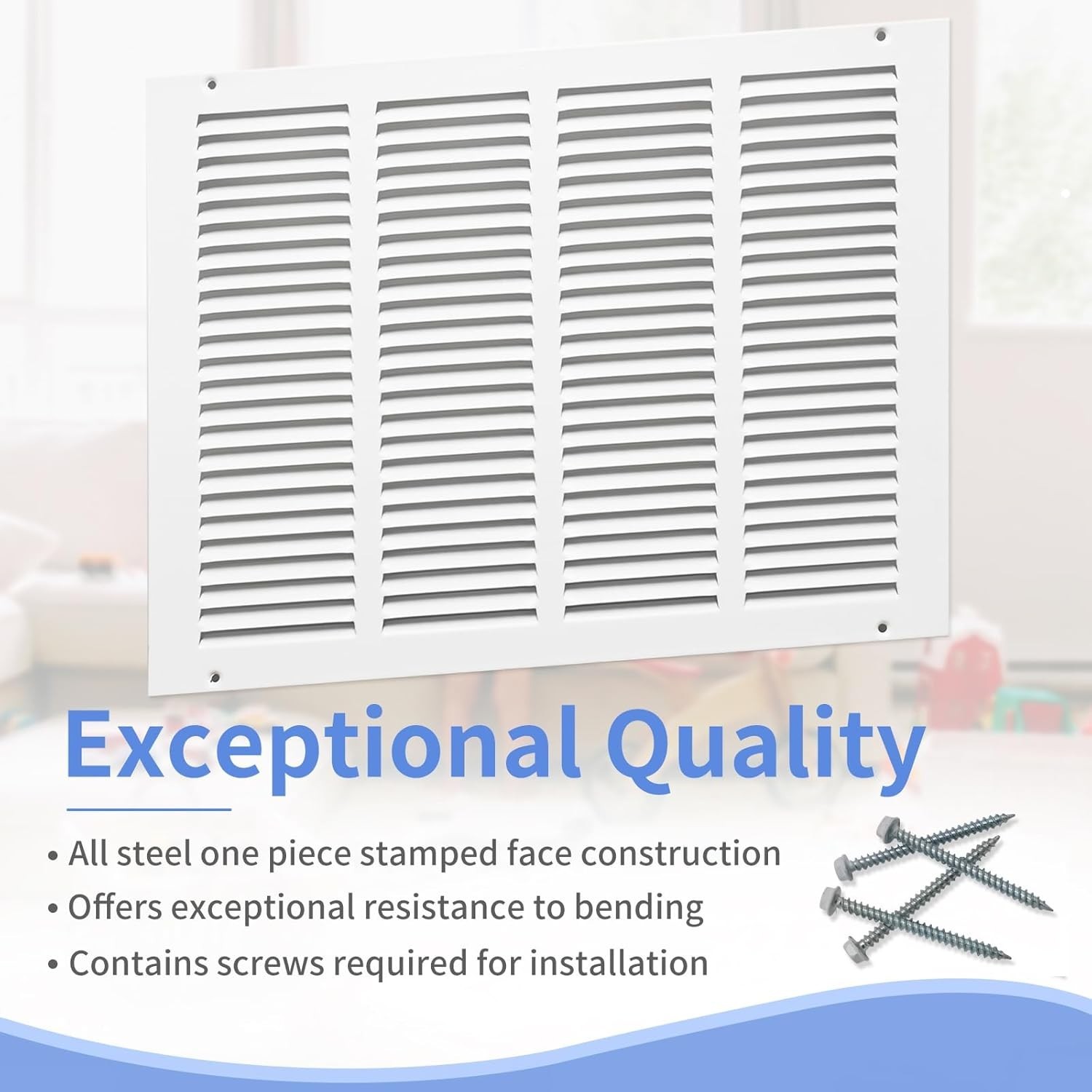 Steel Return Air Grille 16×12 Inches Ceiling Wall HVAC Vent Cover Durable