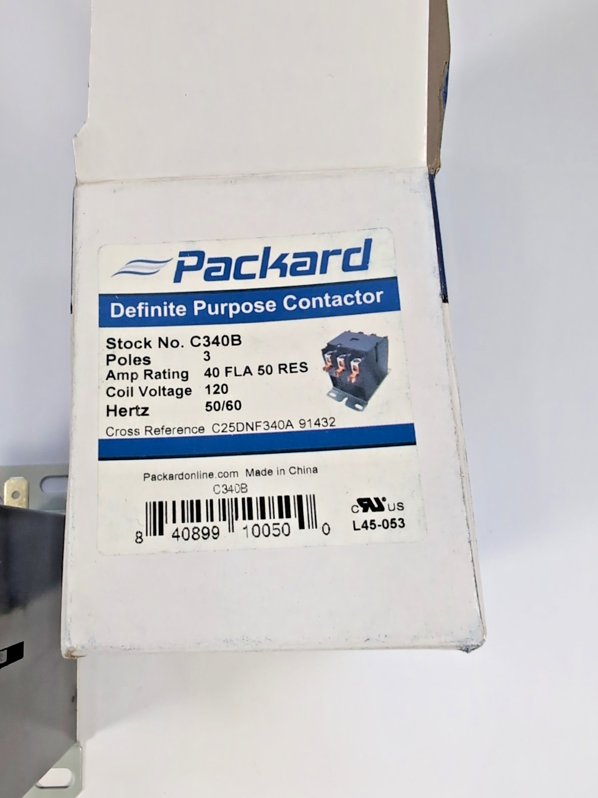 Packard C340B Contactor 40 Amps 3 Pole 120 Volt Coil
