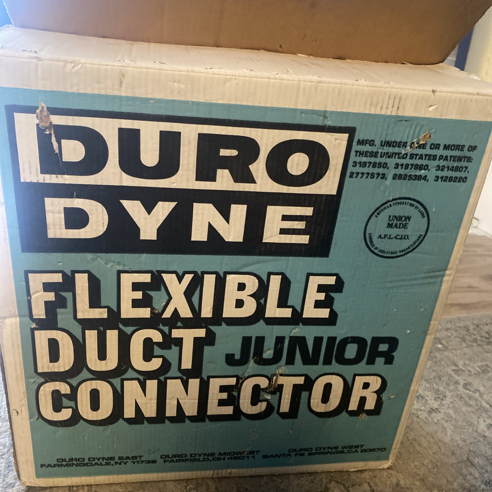 Duro Dyne Flexible Duct Junior Connector,Vinyl Fabric 6 3/8” x 100’ NOS