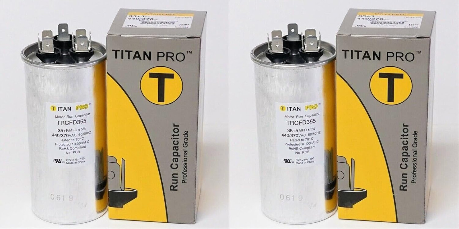 Pro TRCFD355 35/5 MFD HVAC round Dual Motor Run Capacitor for UF440/370 V