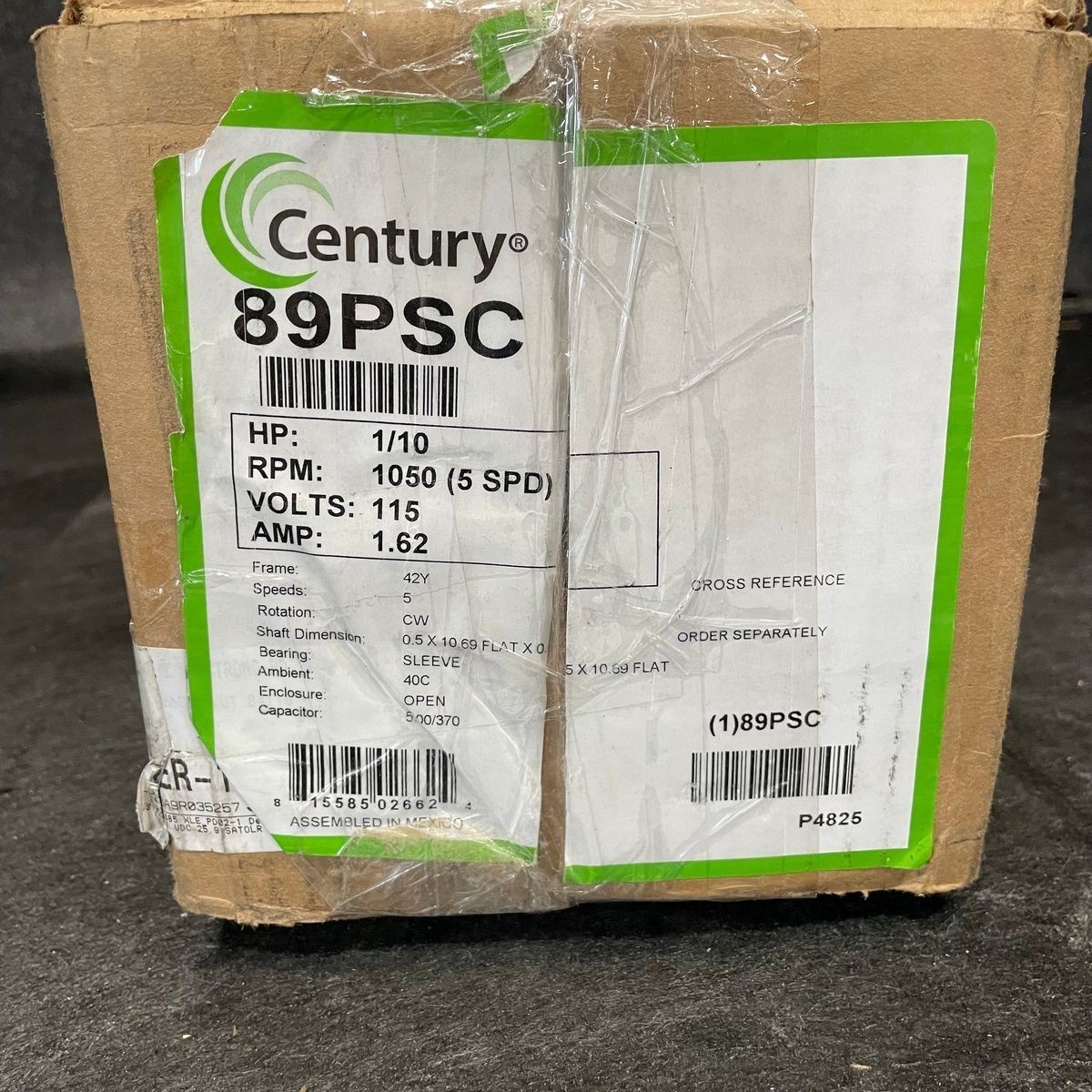 Century 89PSC Fan Coil & Air Conditioner Motor, 1/10 HP, 1Phase, 115V 5 Speed