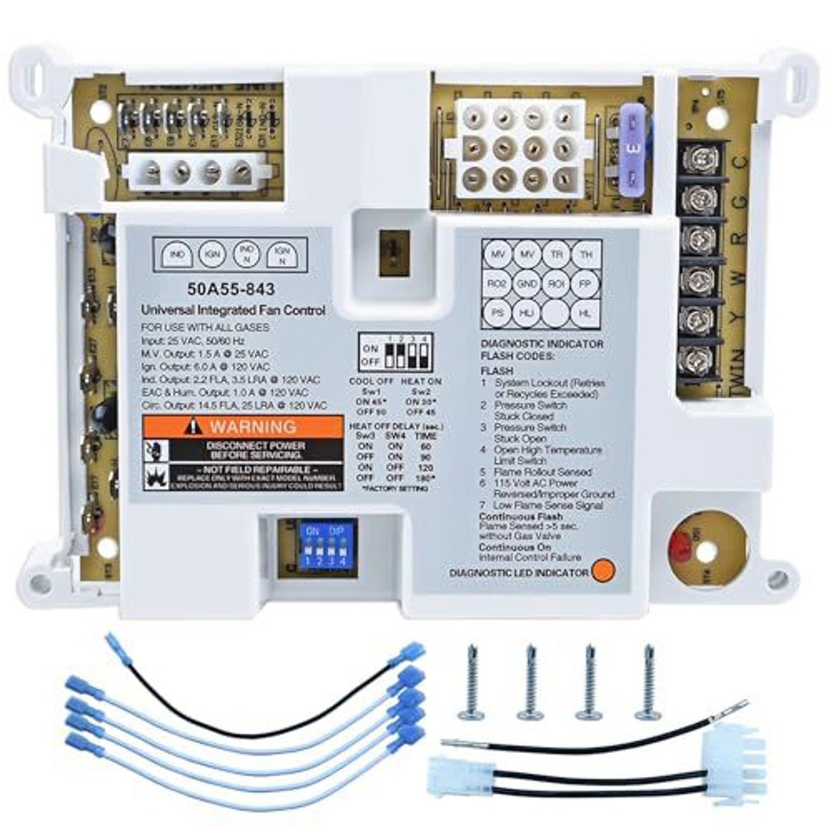 50A55-843 Universal Furnace Ignition Control Board Replaces White Rodgers 50A55-
