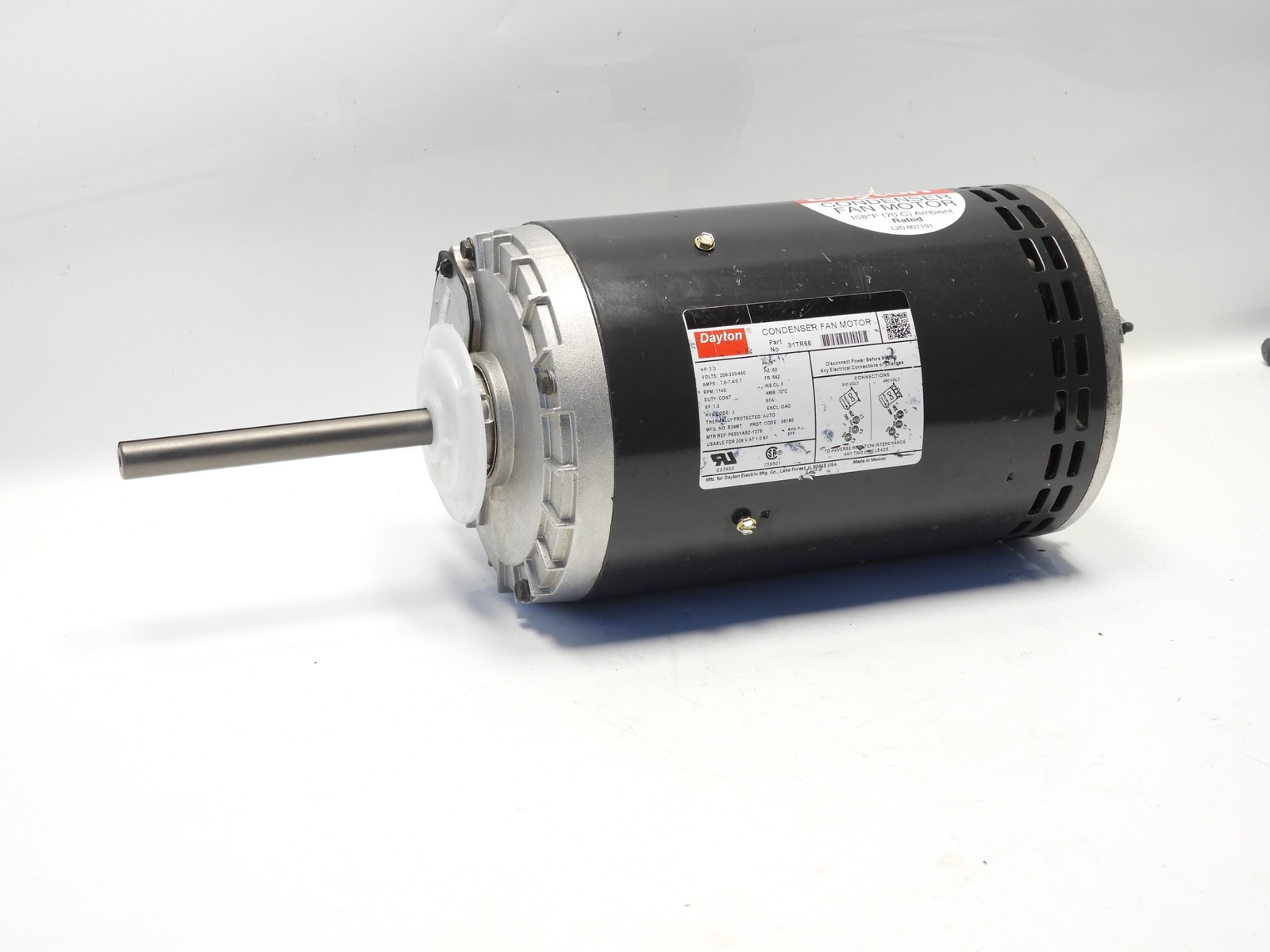 Dayton 31TR66 2 HP Condenser Fan Motor, 208 – 230/460 Volts, 1140 RPM, 3 Phase
