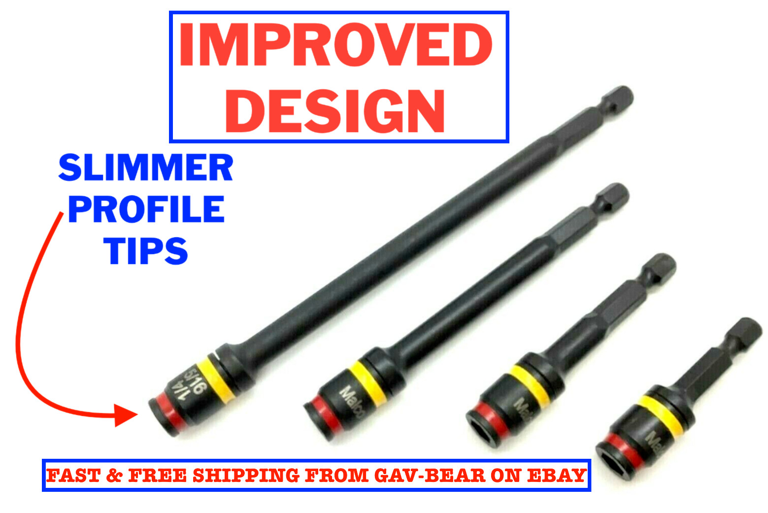 Reversible Magnetic Hex Chuck Driver 1/4″ & 5/16 Sizes Slim Tip MSHC by Malco