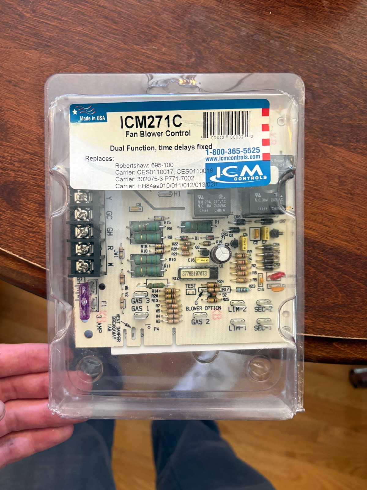 ICM271C Dual Function Fan Blower Control Board Carrier Bryant ICM271 USA